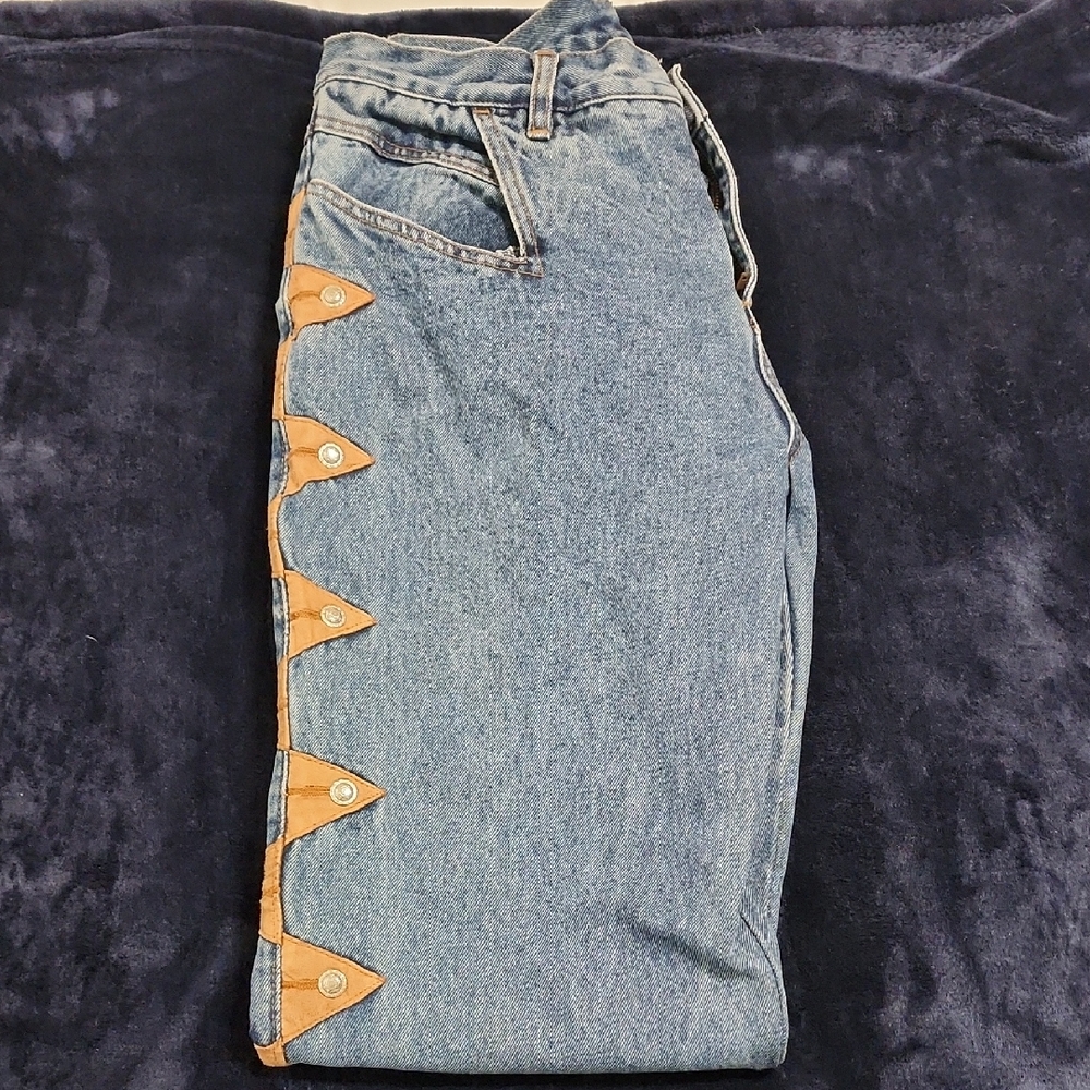 Stylish Blue and Tan Women's Jeans